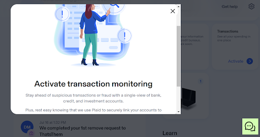 A screenshot showing the Aura activate transaction monitoring window