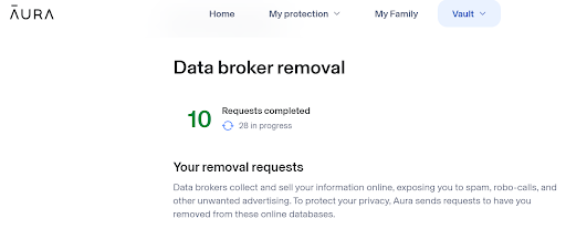 A snapshot showing the number of data brokers that already removed my data